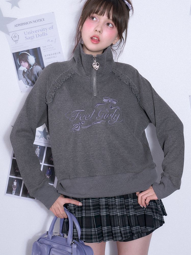 Half high neck Long Sleeve Sweatshirt【s0000011667】