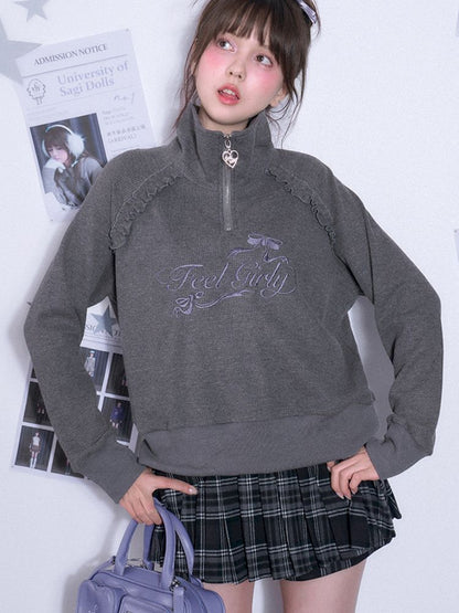 Half high neck Long Sleeve Sweatshirt【s0000011667】