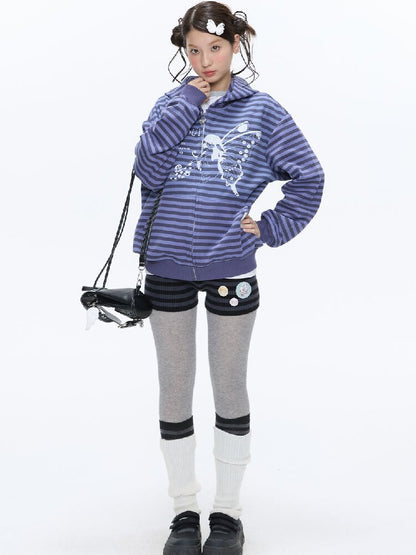 Vintage Striped Hooded Sweatshirt【s0000016380】