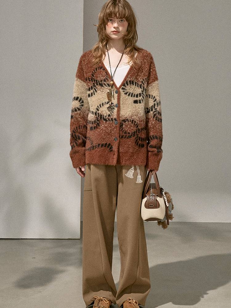 Oversized V-Neck Knit Cardigan【s0000014404】