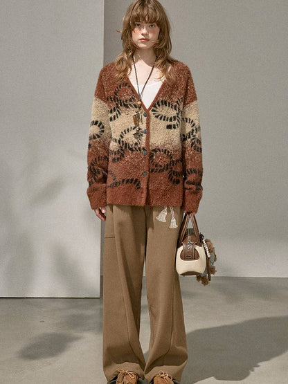 Oversized V-Neck Knit Cardigan【s0000014404】