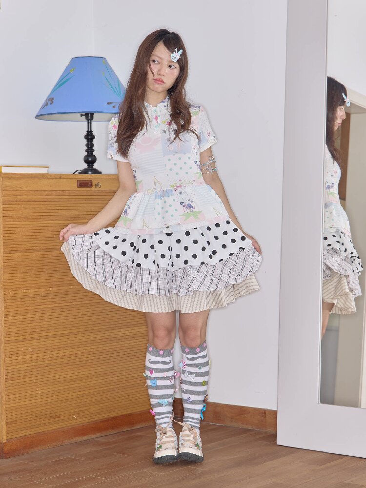 Layered Polka Dot Midi Skirt【s0000018709】