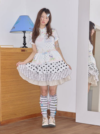 Layered Polka Dot Midi Skirt【s0000018709】