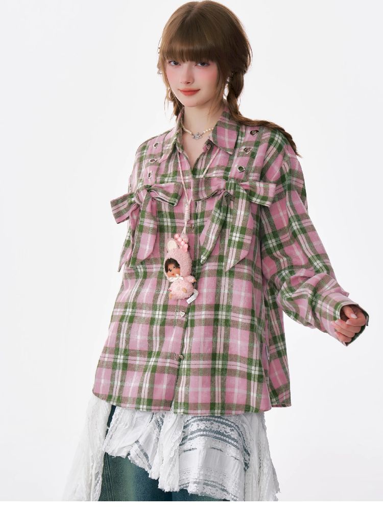 Loose Plaid Shirt Jacket【s0000012218】