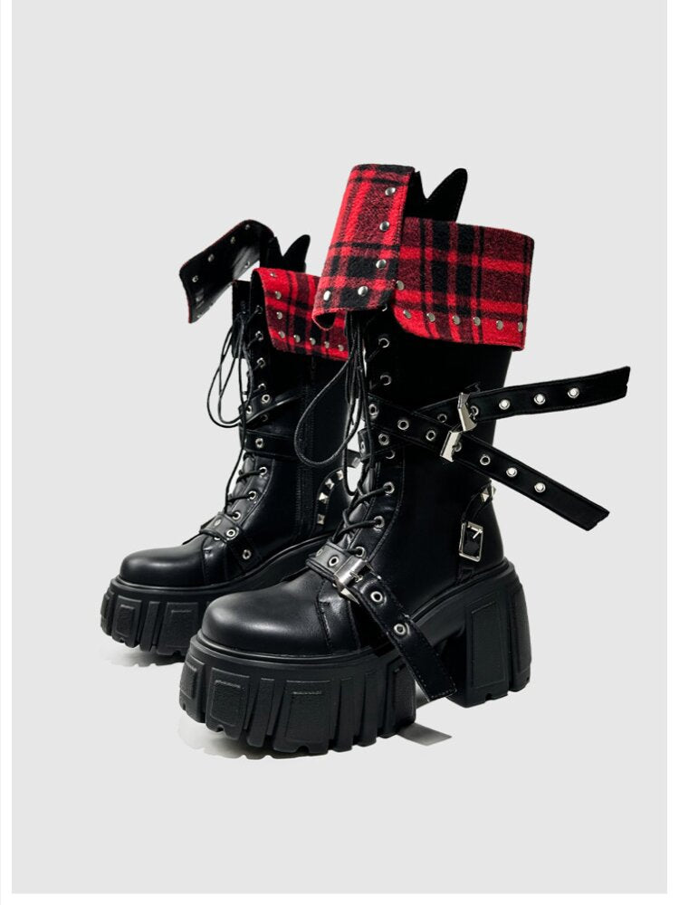 Black Punk Samurai Biker Boots【s0000015712】