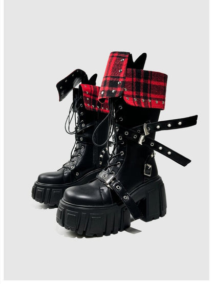 Black Punk Samurai Biker Boots【s0000015712】
