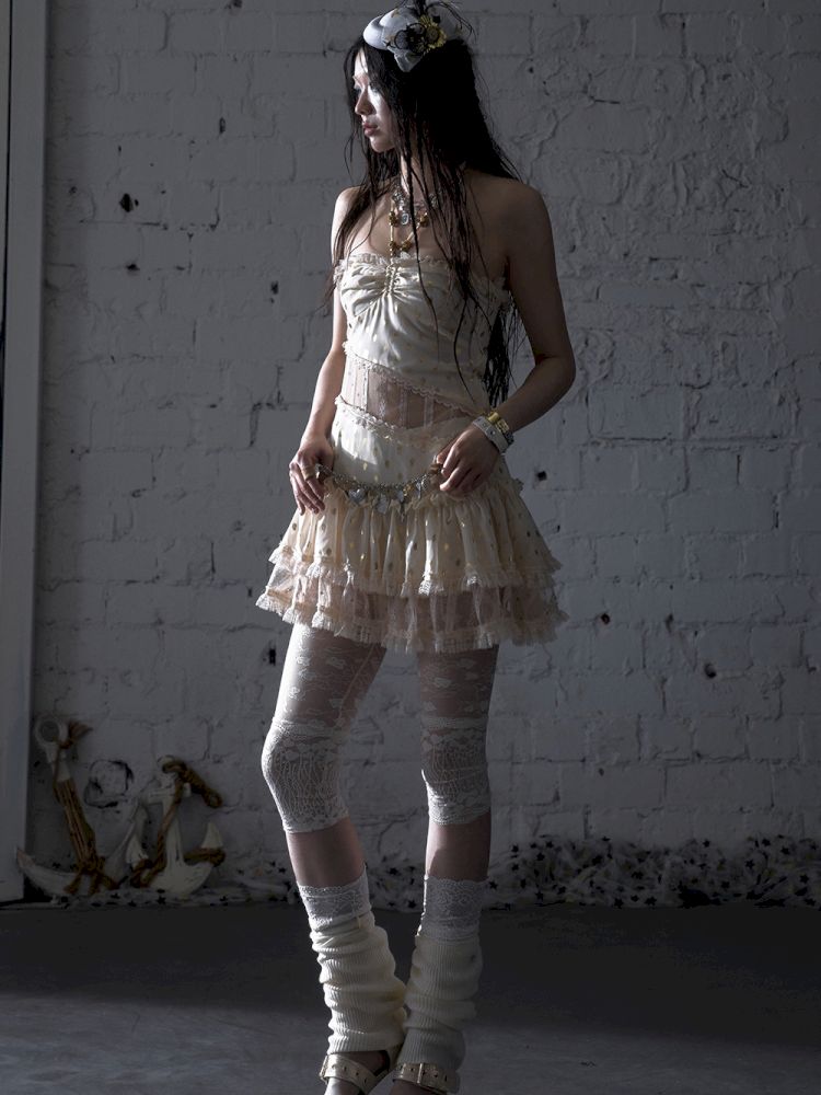 Lace Halter Neck Strapless Dress【s0000012786】