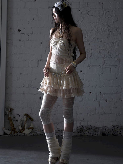 Lace Halter Neck Strapless Dress【s0000012786】