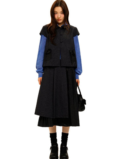 Plaid Puff Sleeve Skirt Set【s0000017925】