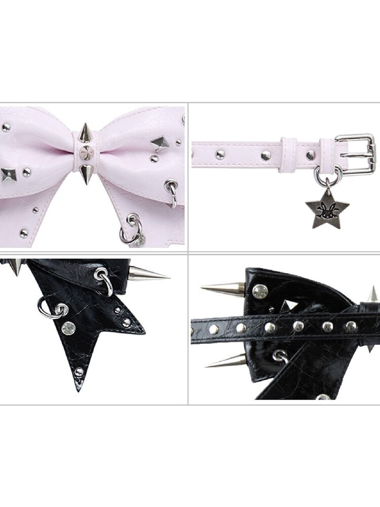 Rivet Metal Decoration Bow Collar【s0000016497】