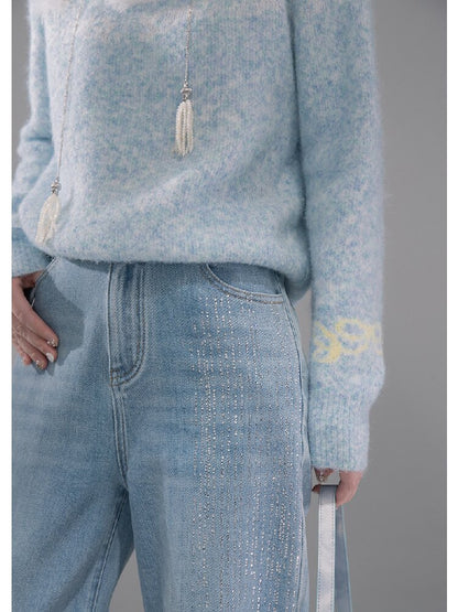 Light Sky Blue Diamond Wash Jeans【s0000015737】