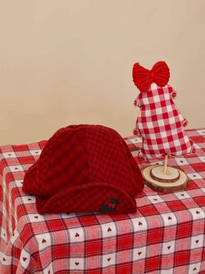 Plaid Patchwork Puppy Octagonal Hat【s0000015102】