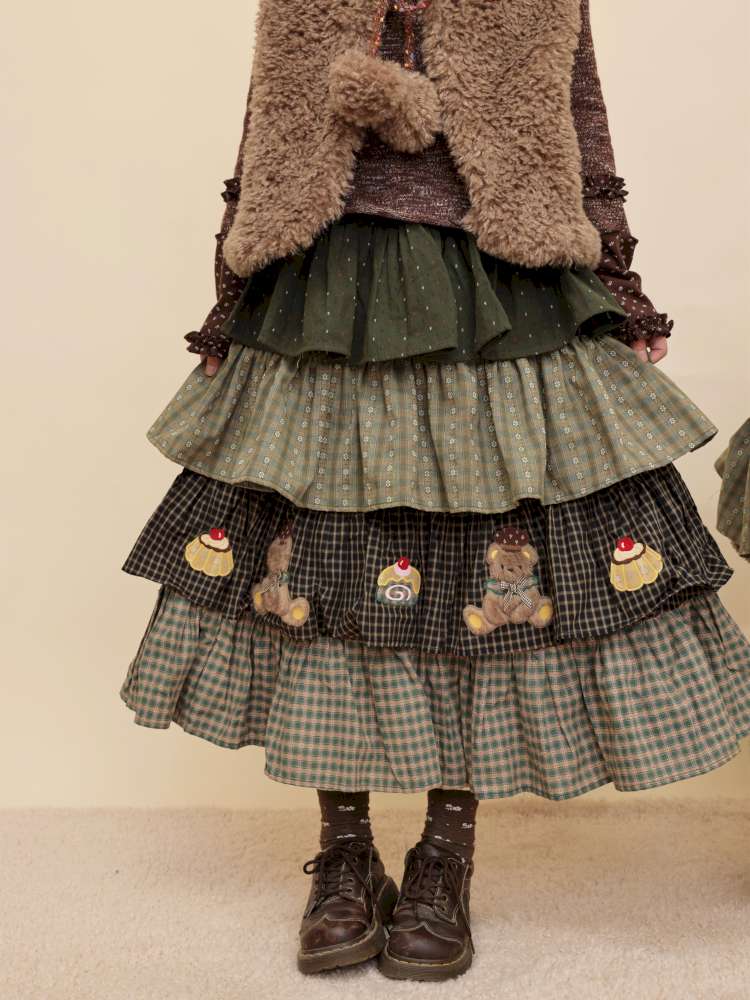 Vintage Girl Bear Dessert Cake Skirt【s0000014843】