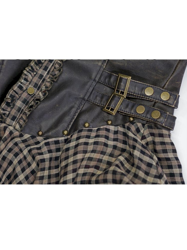 Patchwork Lattice Waisted Dress【s0000013889】