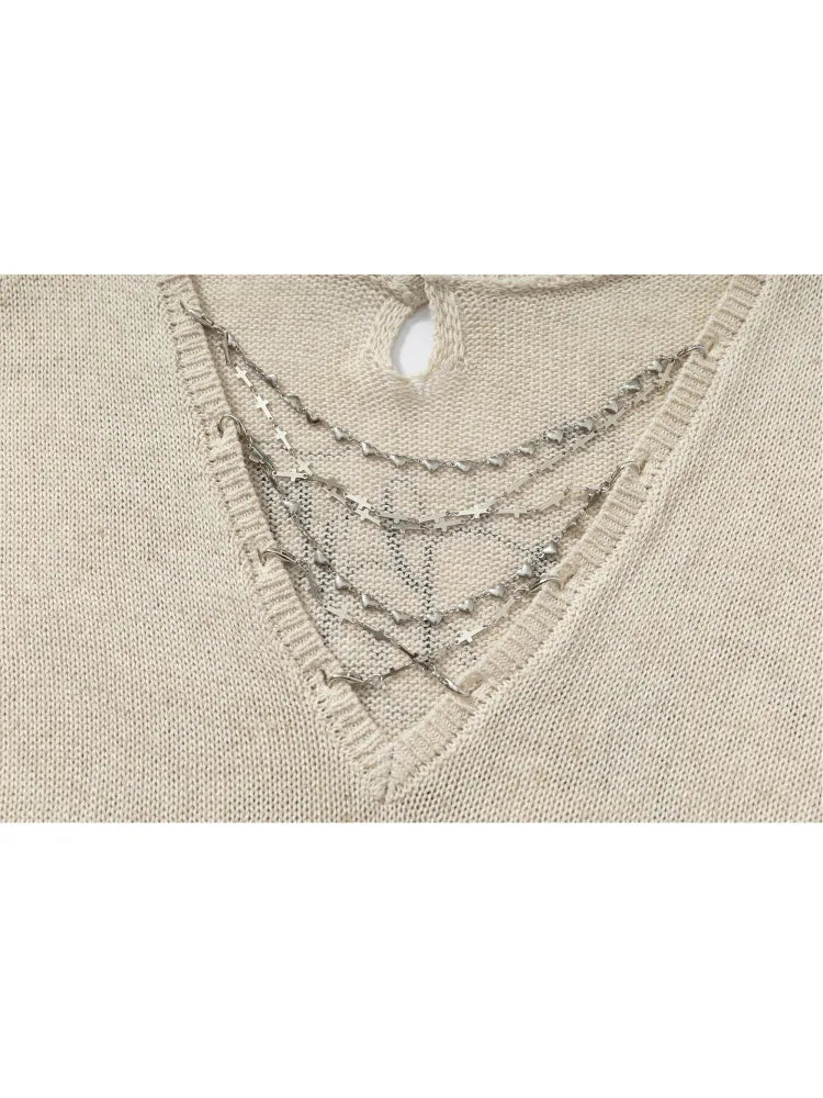 Slim-Fit V-Neck Long-Sleeve Knit Top【s0000013947】