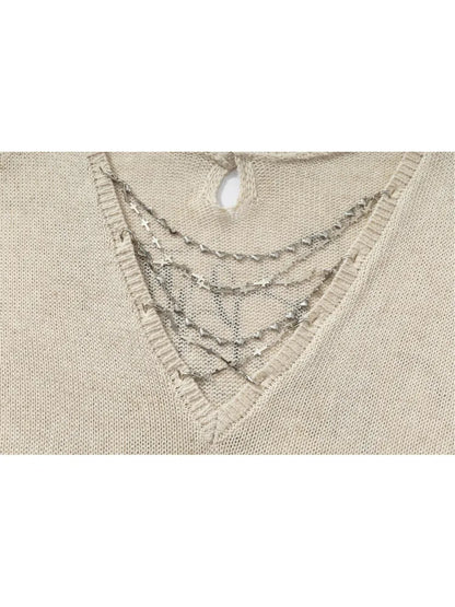 Slim-Fit V-Neck Long-Sleeve Knit Top【s0000013947】