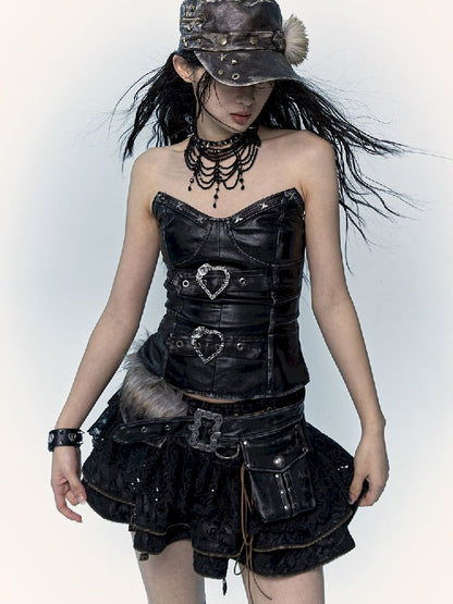 슬림 랩 짧은 가죽 가슴 판 [S0000011436]