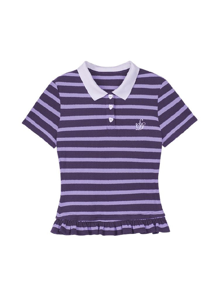 Stripe Short Sleeve Polo Top【s0000012075】