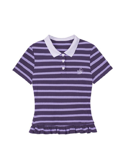 Stripe Short Sleeve Polo Top【s0000012075】