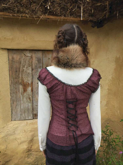 Blue Plaid Polka Dot Long Shirt【s0000014902】