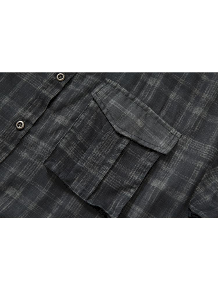 Polka dot plaid sun loose shirt【s0000012622】