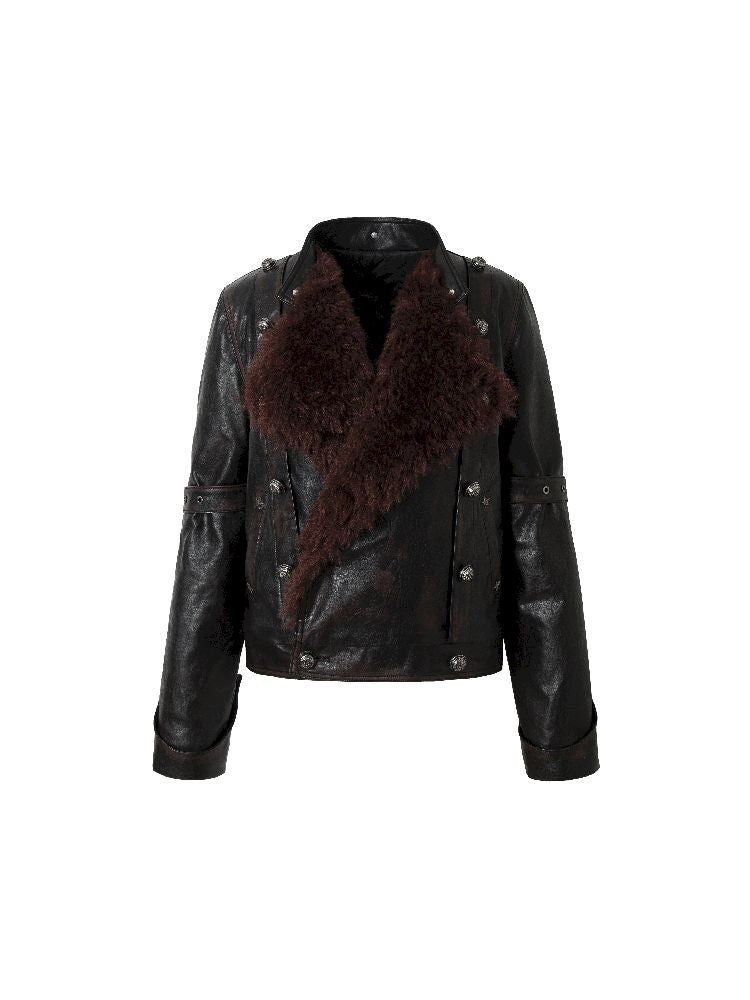 Rub Color Leather Jacket [S0000011223]