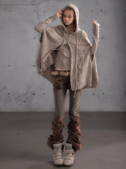 Twisted Knit Wool Cape Jacket【s0000019160】