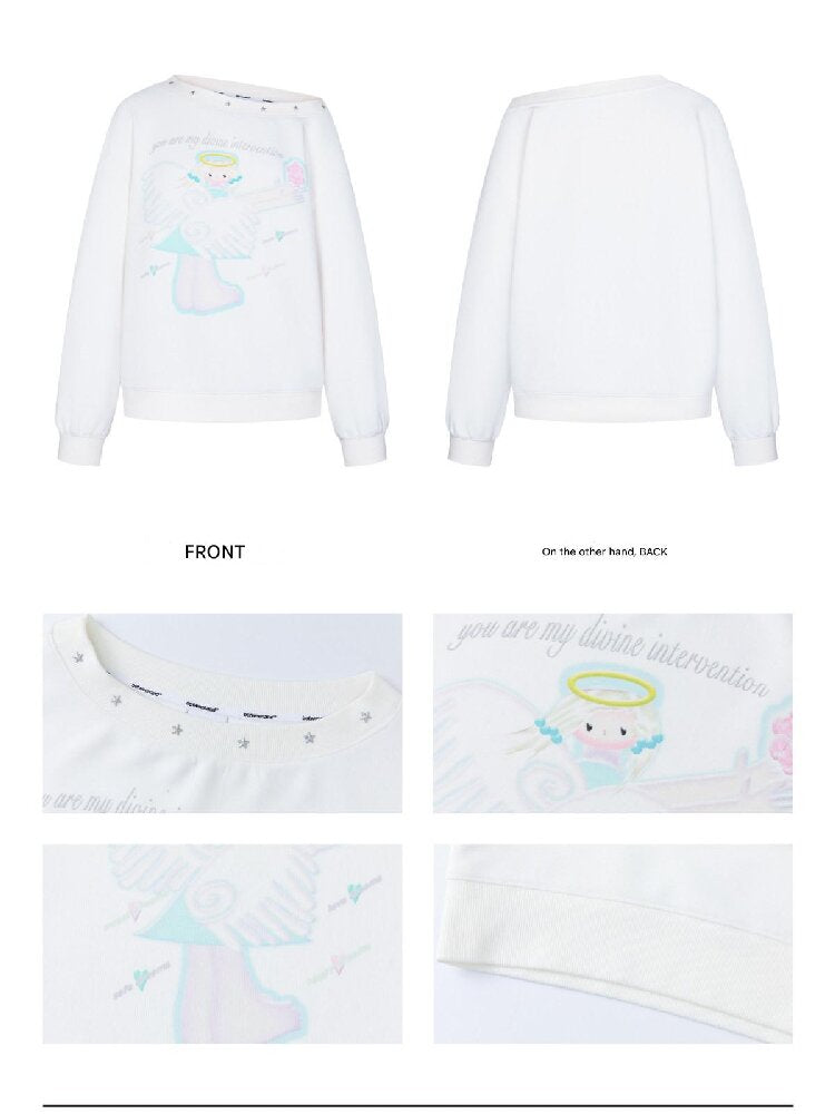 White Star Bead Shoulder Sweatshirt【s0000016384】