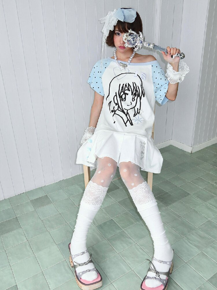 Blue White Pixel Pleated Dress【s0000016546】