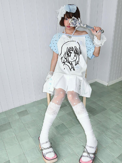 Blue White Pixel Pleated Dress【s0000016546】