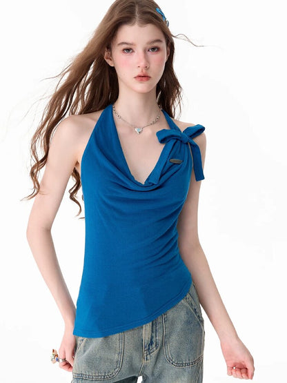 Swing Collar Bow Halter Tank Top【s0000017753】
