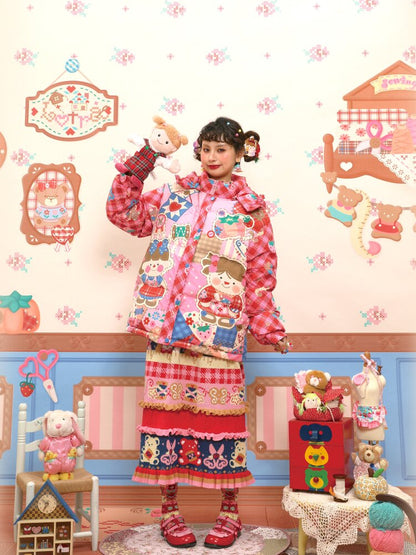 Red Pink White Duck Down Jacket【s0000015567】