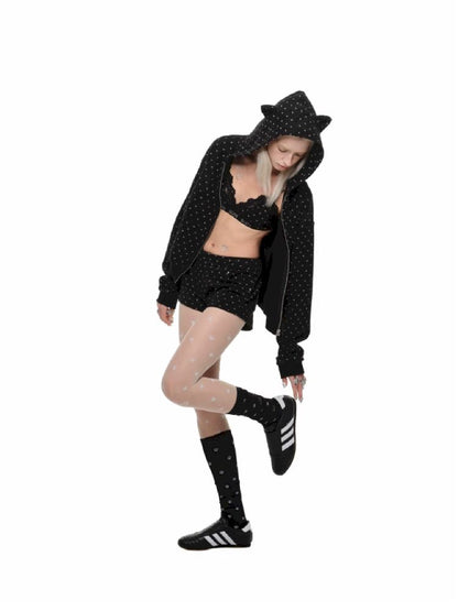 Cat Ears Hooded Cardigan Sweatshirt【s0000011580】