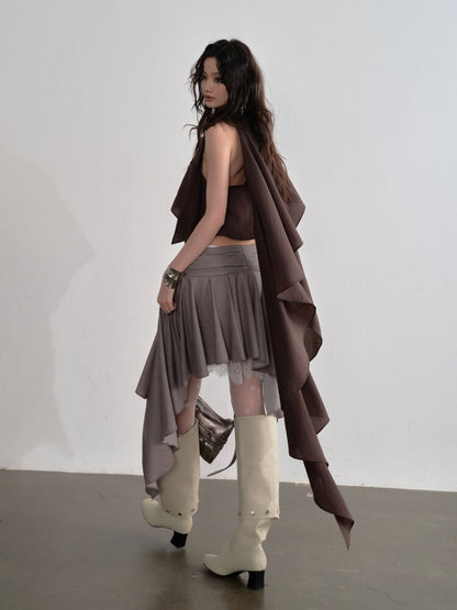 Off Shoulder Lace Up Cape Camisole【s0000015695】