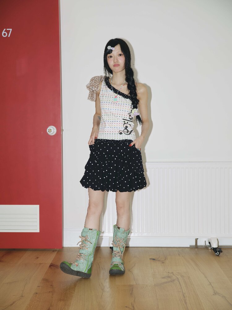 Vintage Polka Dot Note Top Camisole【s0000018704】