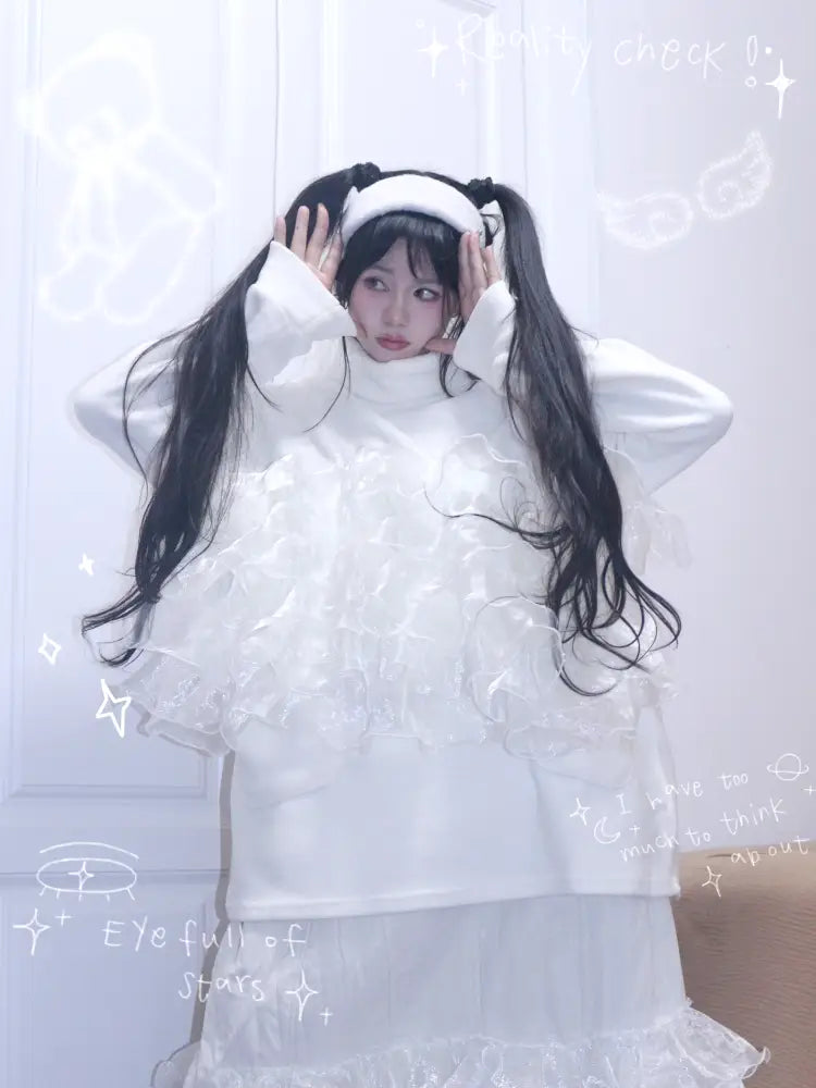 Granulated Sweatshirt with Lace Trim【s0000014345】