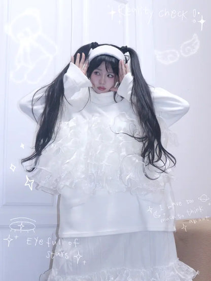 Granulated Sweatshirt with Lace Trim【s0000014345】