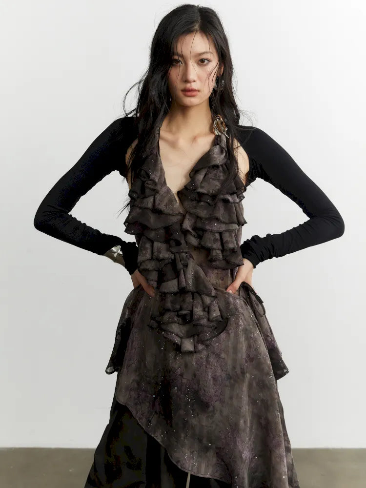 Metal Decorative Buckle Irregular Halterneck Vest【s0000014039】