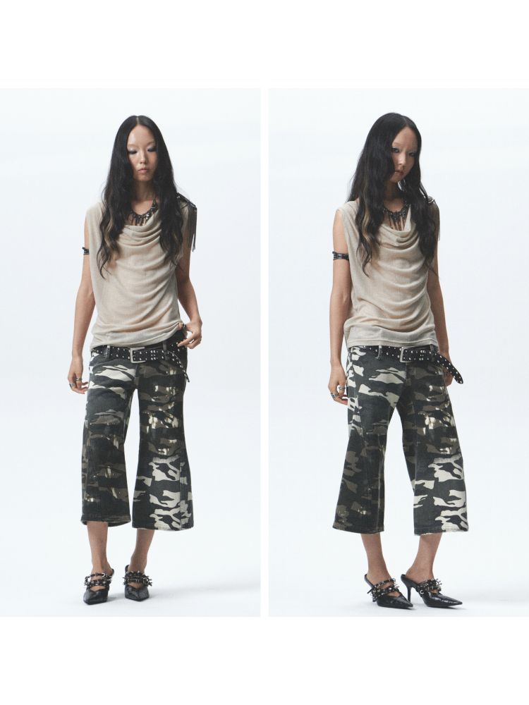 Loose-fitting, reversible printed vest【s0000012679】