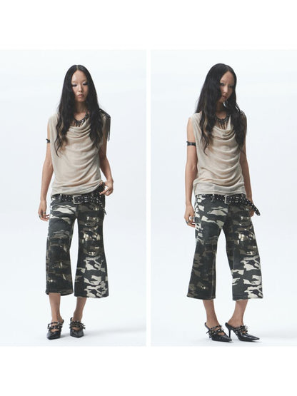 Loose-fitting, reversible printed vest【s0000012679】