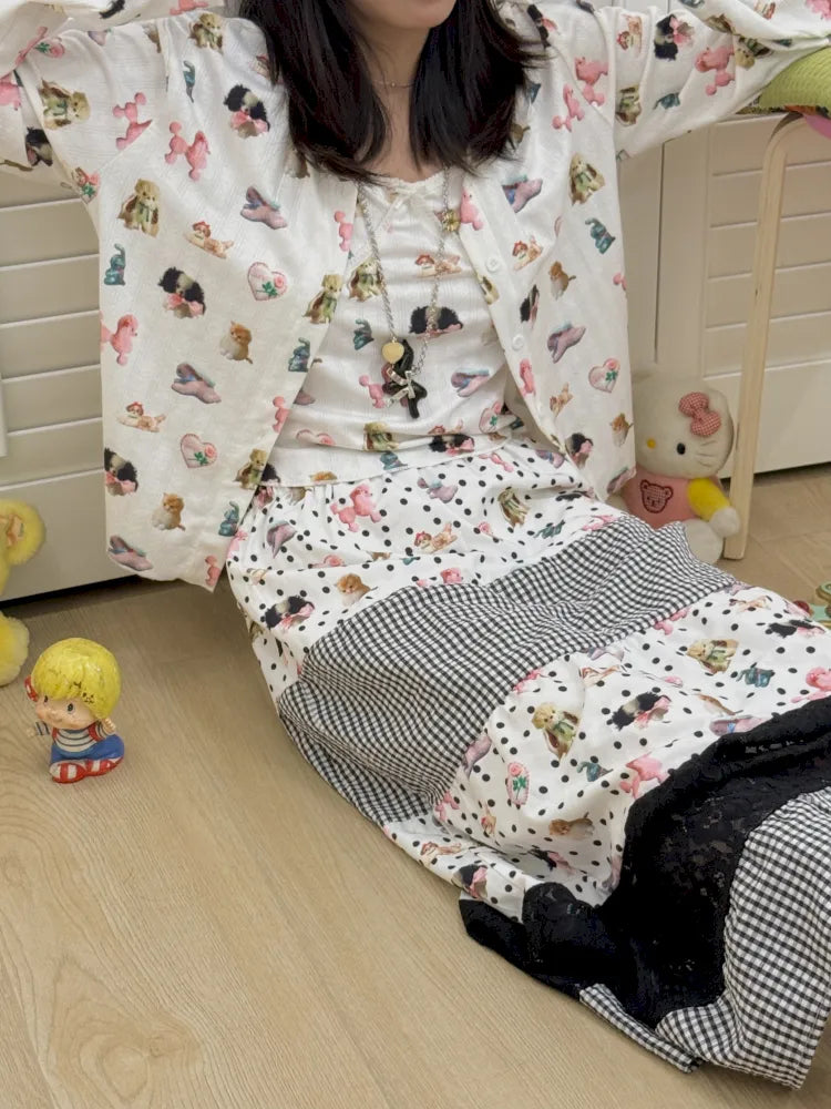 Long-Sleeve Printed Cardigan Top【s0000013973】