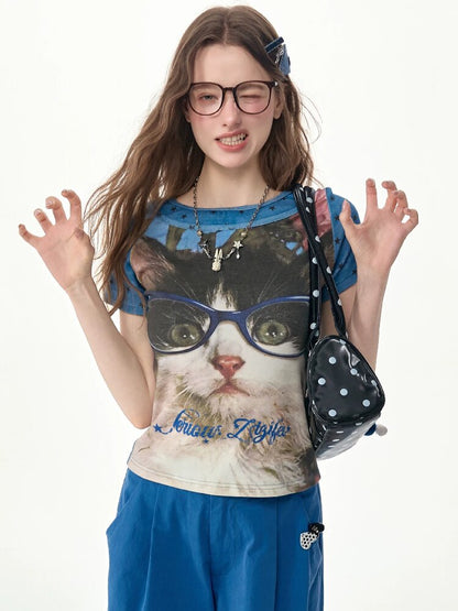 Top Student Cat Childlike T Shirt【s0000017267】
