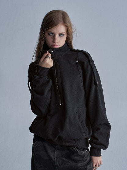 Loose Riveted Kangaroo Sweatshirt【s0000018469】