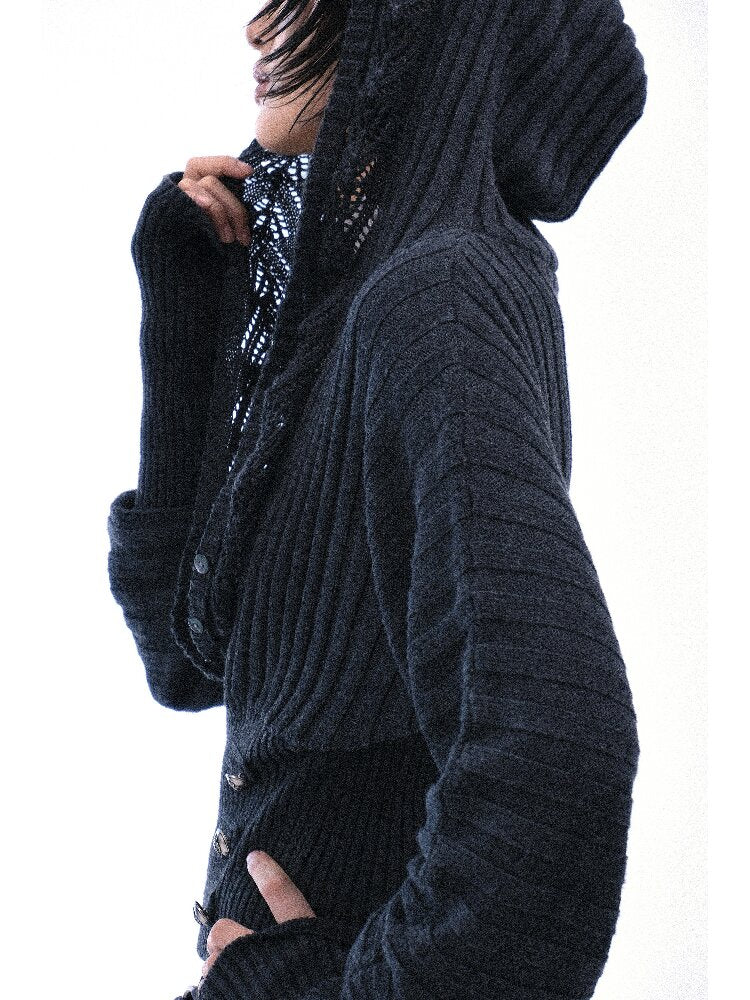 Vintage Hooded Knit Bat Sleeve Top【s0000018486】
