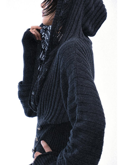 Vintage Hooded Knit Bat Sleeve Top【s0000018486】