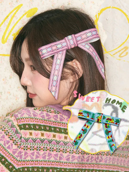 Jacquard Ribbon Hair Clip【s0000014153】
