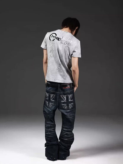 Handmade Bead Curved Knife Jeans【s0000018298】