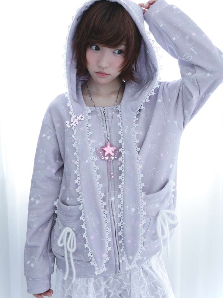 Ghost Horse Gray Rabbit Ear Hooded Sweatshirt【s0000014694】