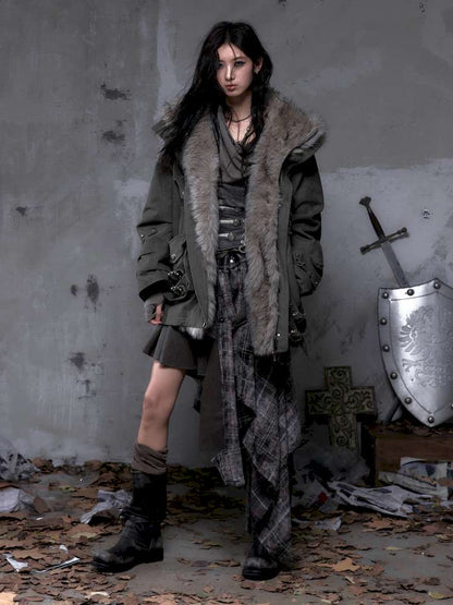 Mid-Length Fleece-Lined Cotton Jacket【s0000014475】