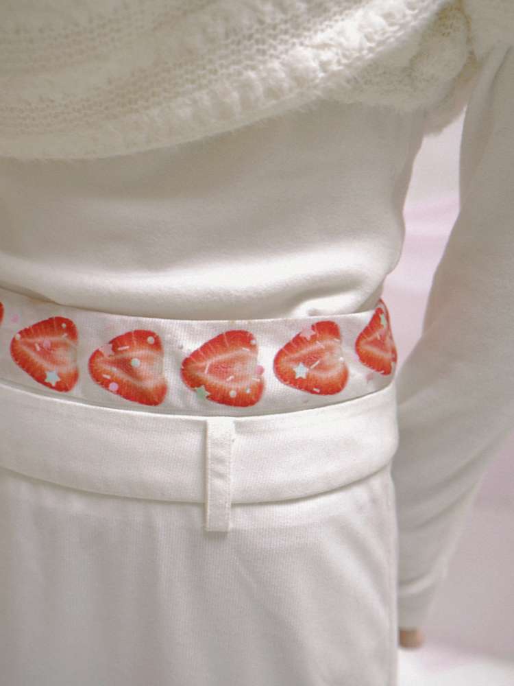 Cream Strawberry Cake Print Pencil Skirt【s0000014531】